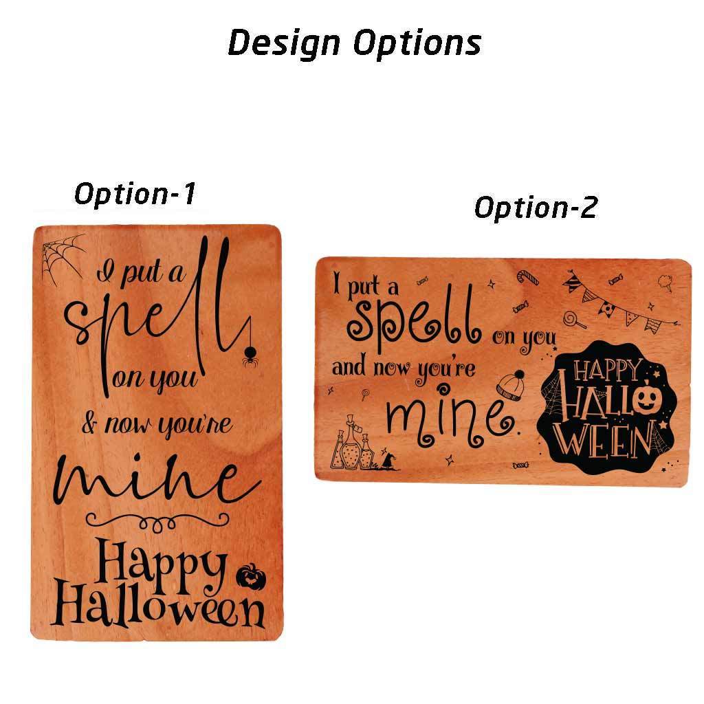 Halloween Cards: Set Of Wooden Cards With Happy Halloween Greetings - Image 4
