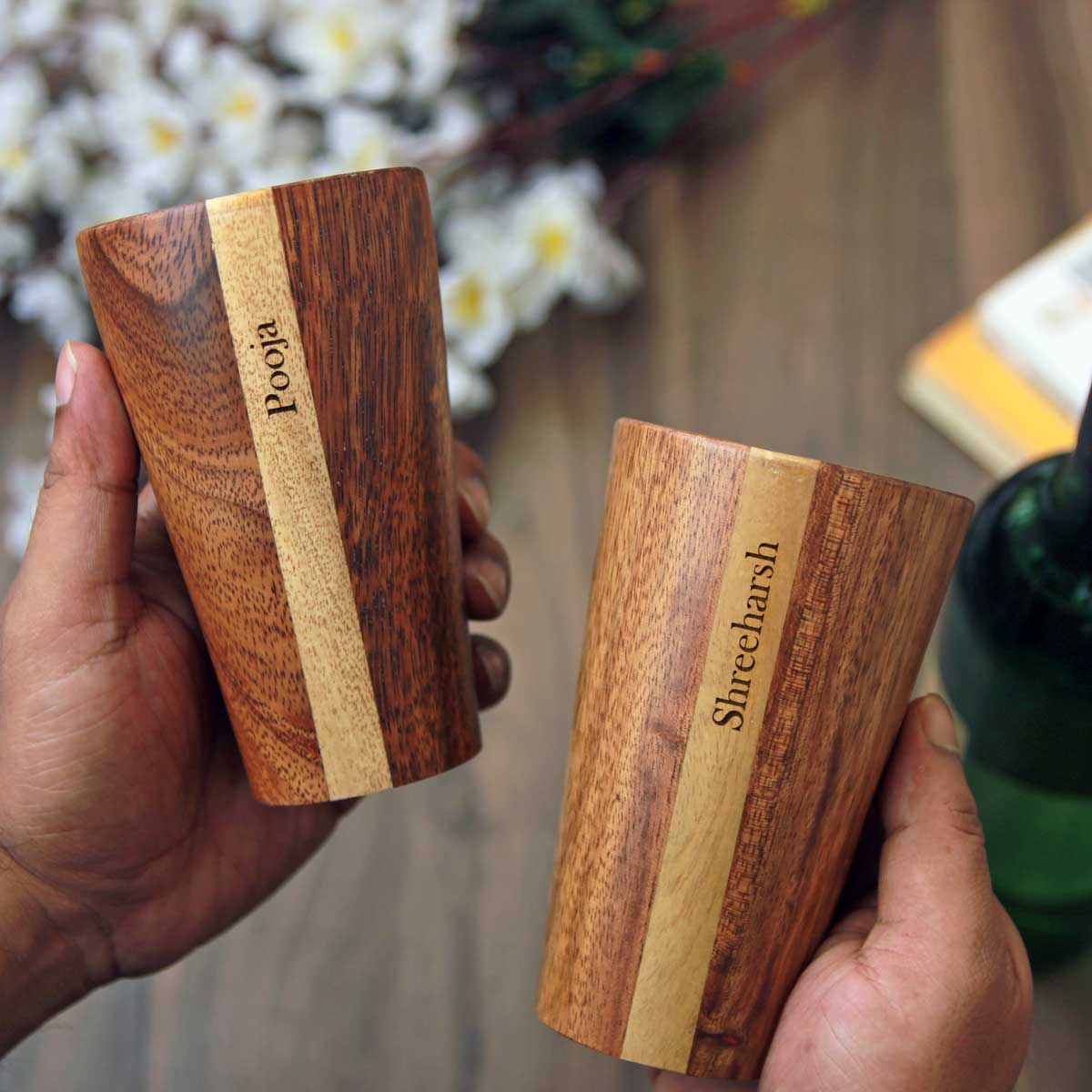 Tall Drinking Water Glasses, Handmade Wooden, 10 oz/300ml - Image 10