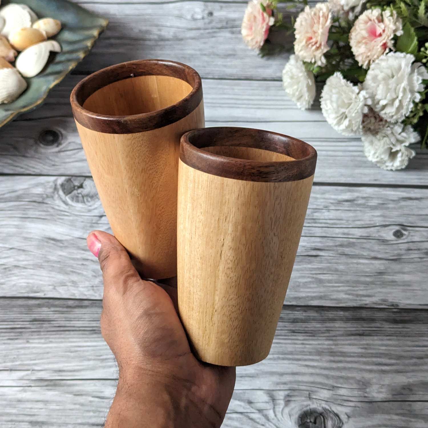 Tall Drinking Water Glasses, Handmade Wooden, 10 oz/300ml - Image 12