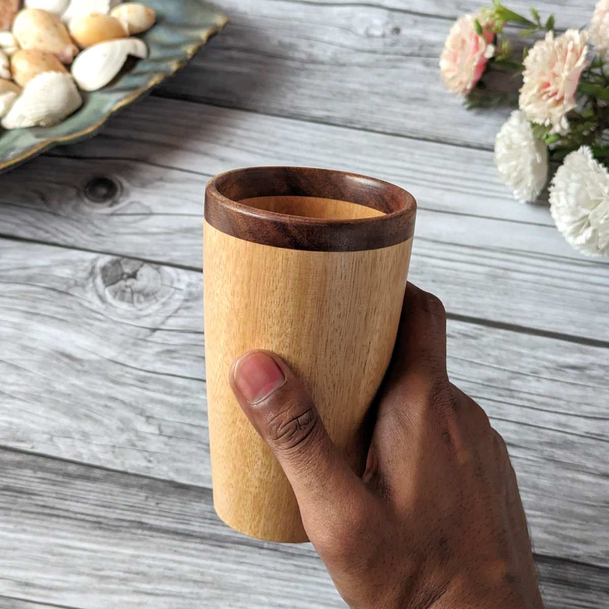 Tall Drinking Water Glasses, Handmade Wooden, 10 oz/300ml - Image 13