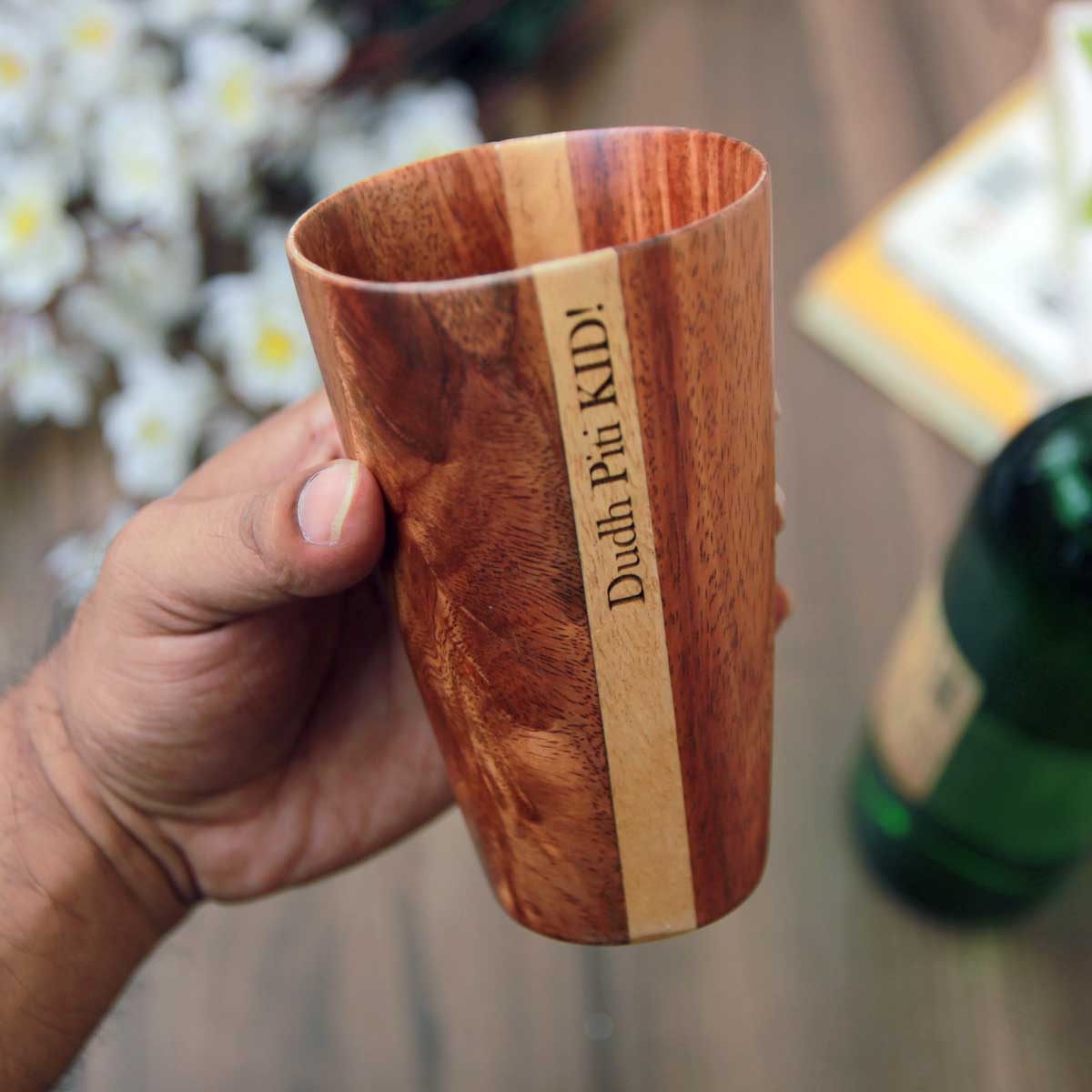 Tall Drinking Water Glasses, Handmade Wooden, 10 oz/300ml - Image 4
