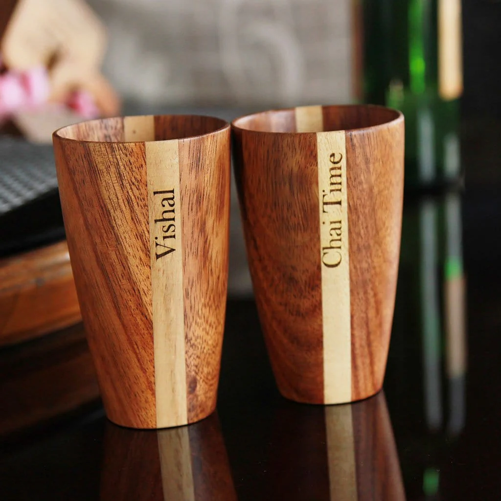 Tall Drinking Water Glasses, Handmade Wooden, 10 oz/300ml - Image 8