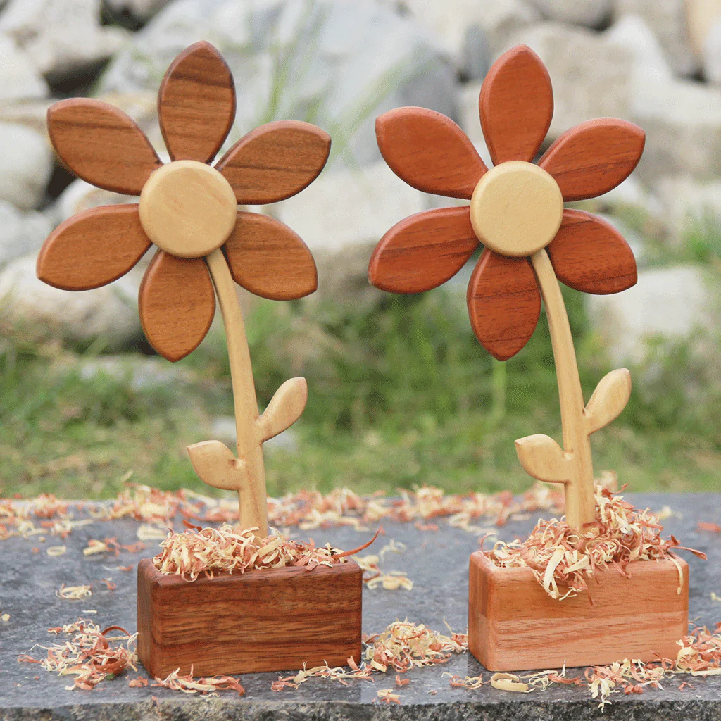 Handmade Wooden Flower: Set Of 2 | Gift For Couples | Anniversary Gift - Image 7