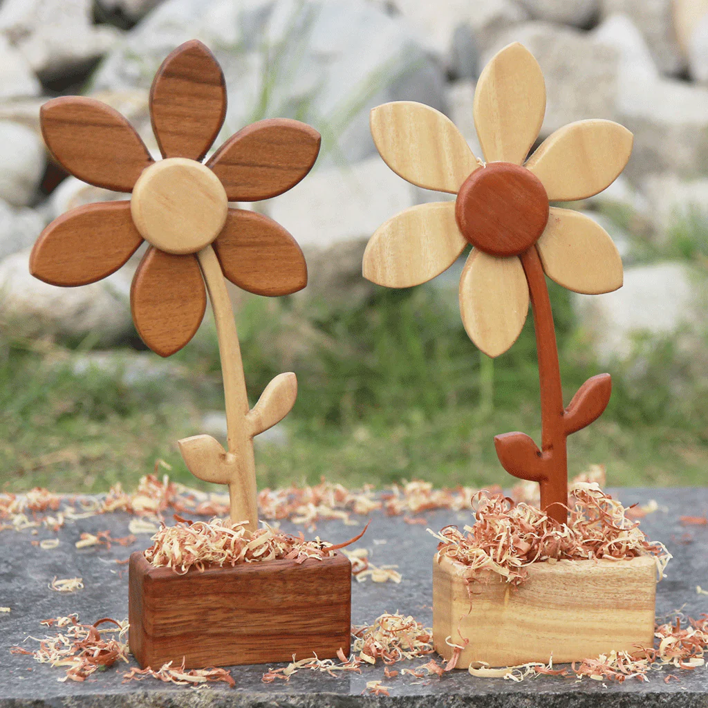 Handmade Wooden Flower: Set Of 2 | Gift For Couples | Anniversary Gift - Image 8