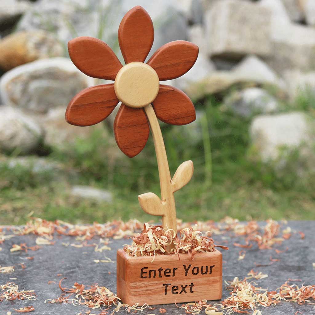 Handmade Wooden Flowers: Set Of 3| Gifts For Family & Friends| Showpiece - Image 2