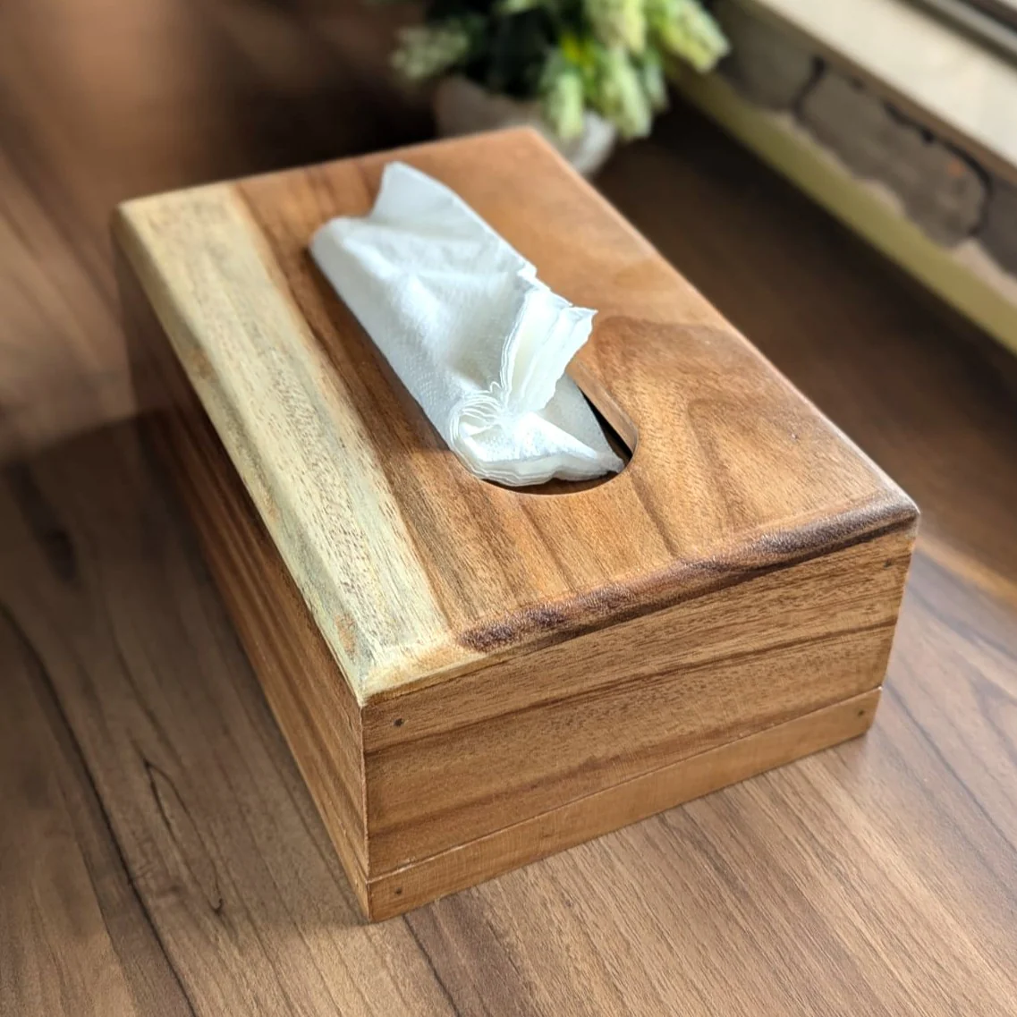 Handmade Wooden Tissue Box Cover | Solid Wood Tissue Holder for Hotels & Office - Image 3