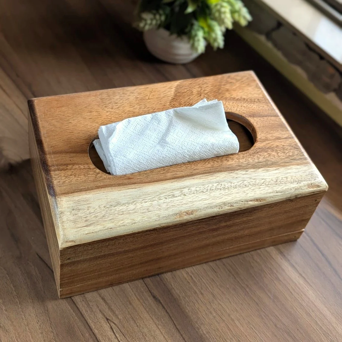 Handmade Wooden Tissue Box Cover | Solid Wood Tissue Holder for Hotels & Office - Image 4