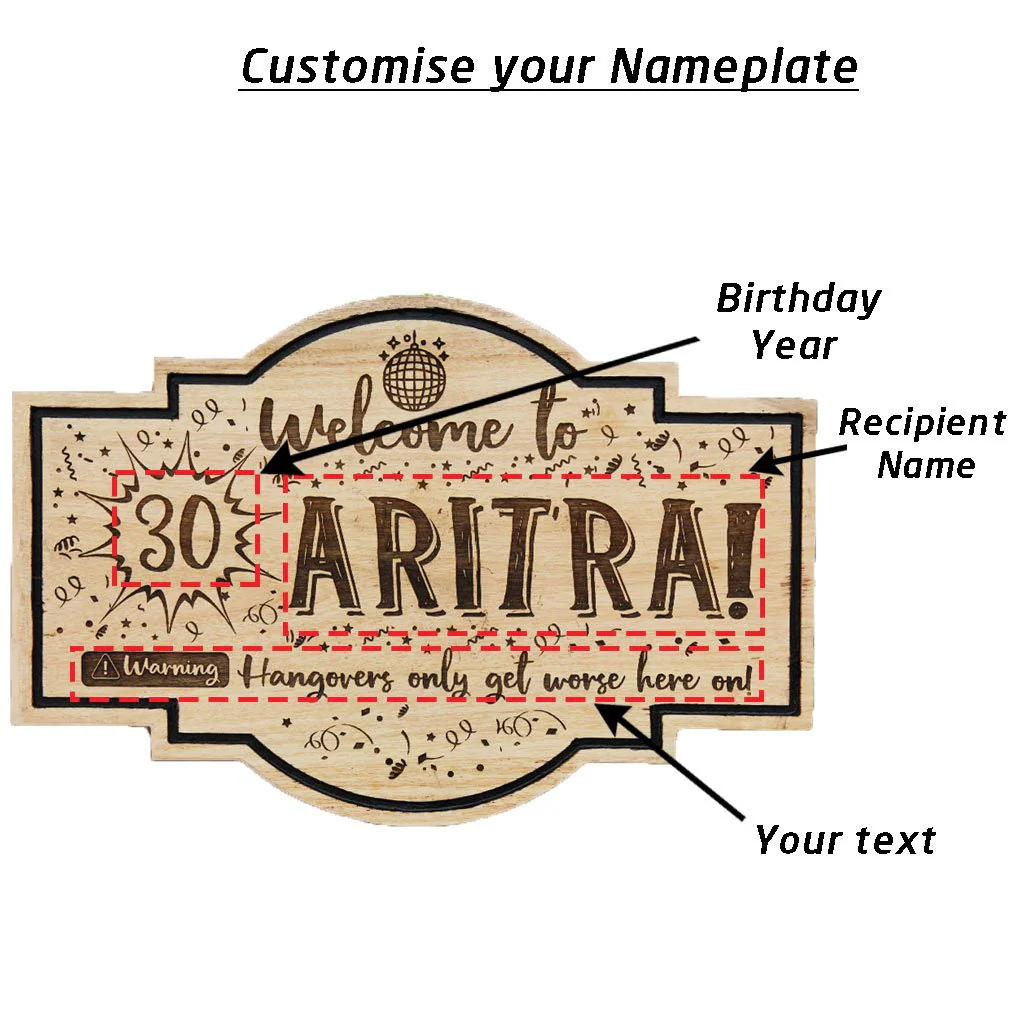 Custom Birthday Hanging Wood Sign: Hangovers Only Get Worse Here On - Image 4