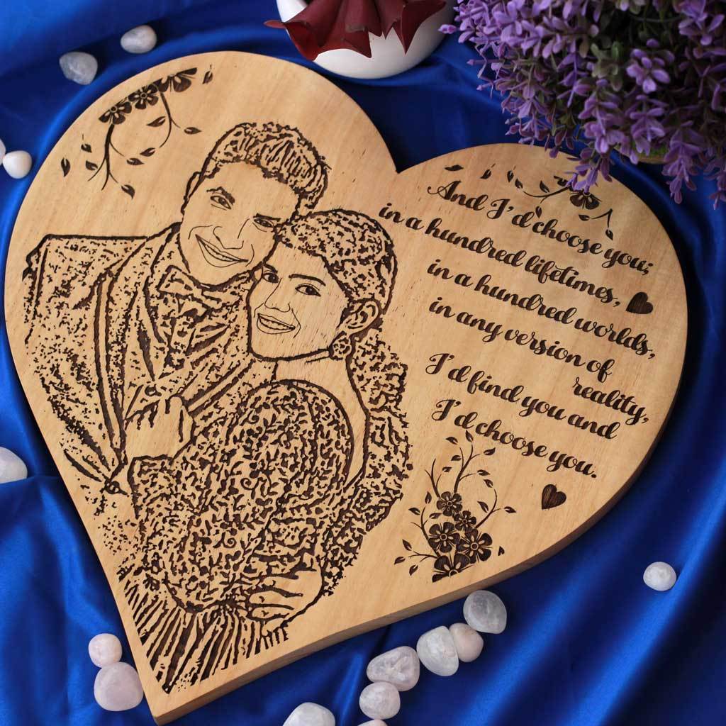 Happy 1st Wedding Anniversary Heart Shaped Plaque | Personalized Anniversary Gift For Wife - Image 3