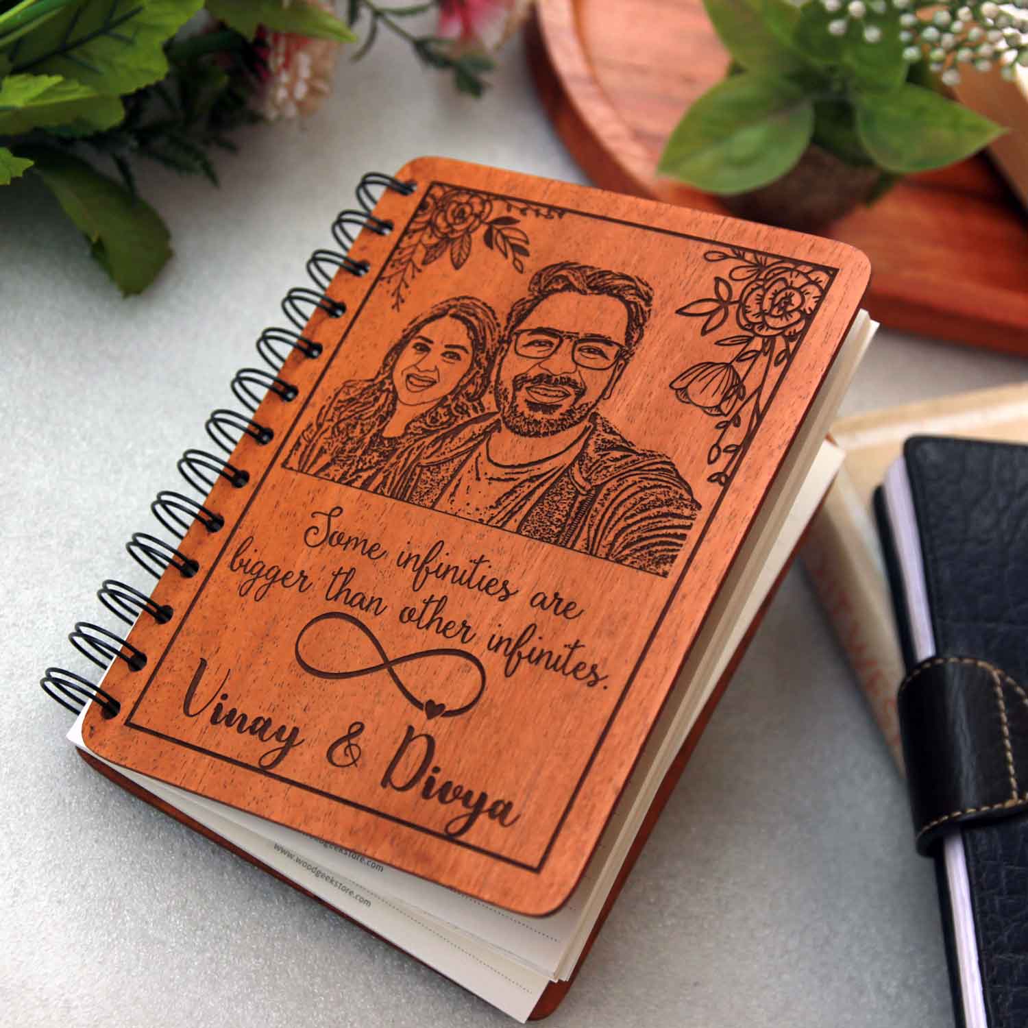 Happy Anniversary – Personalized Wooden Diary with Engraved Photo & Message - Image 3