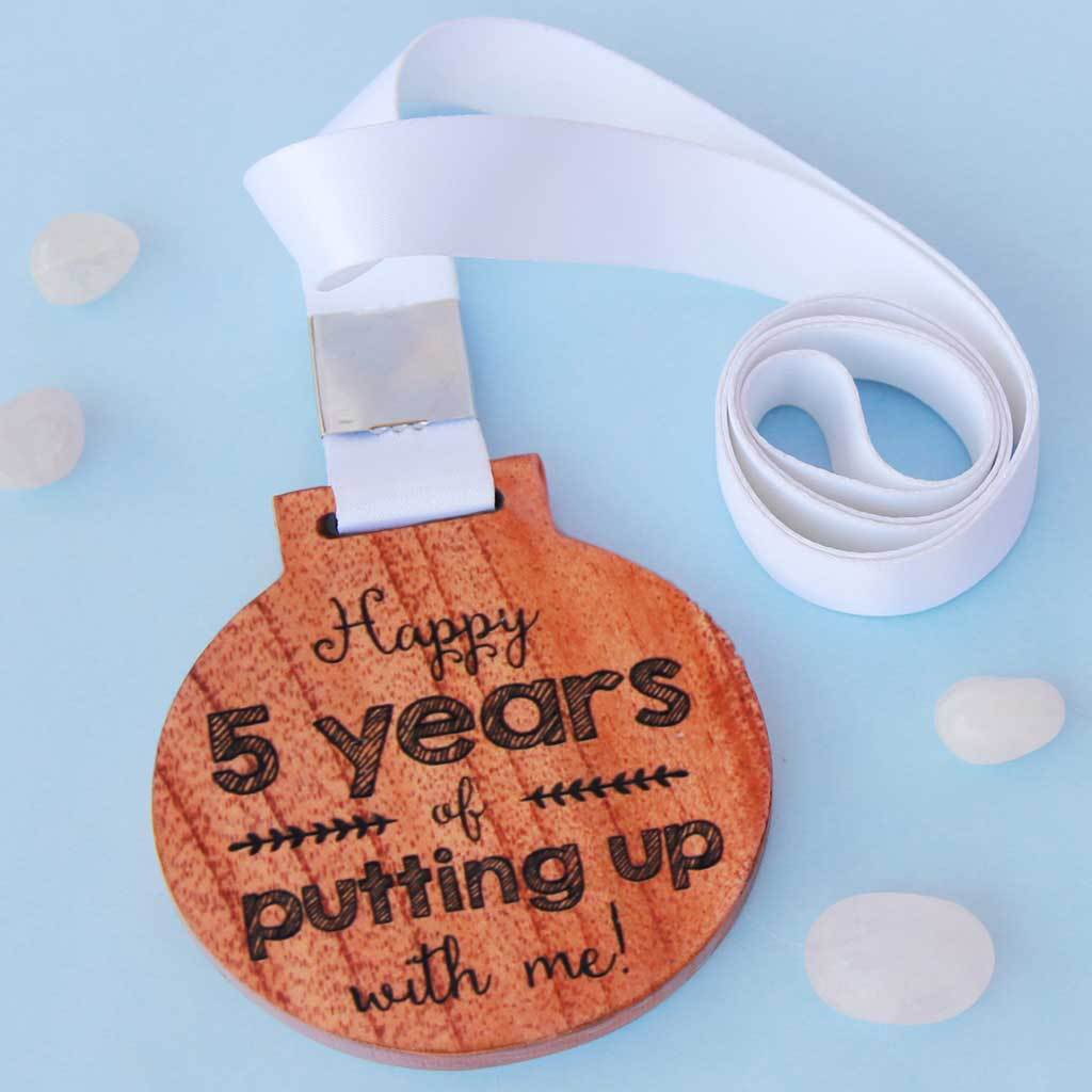 Happy Anniversary Wooden Medal