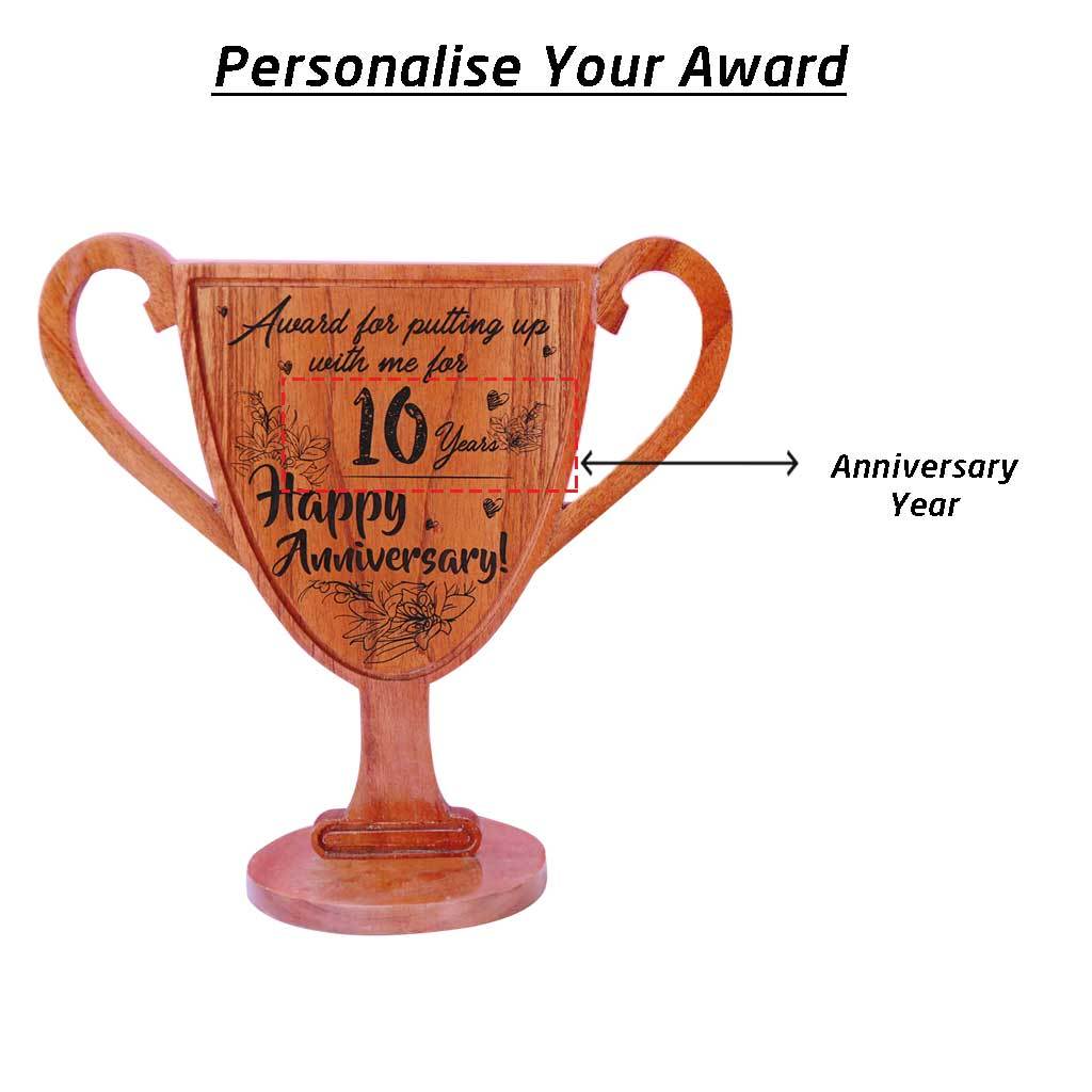 Happy Anniversary Wooden Cup Trophy & Award - Image 5