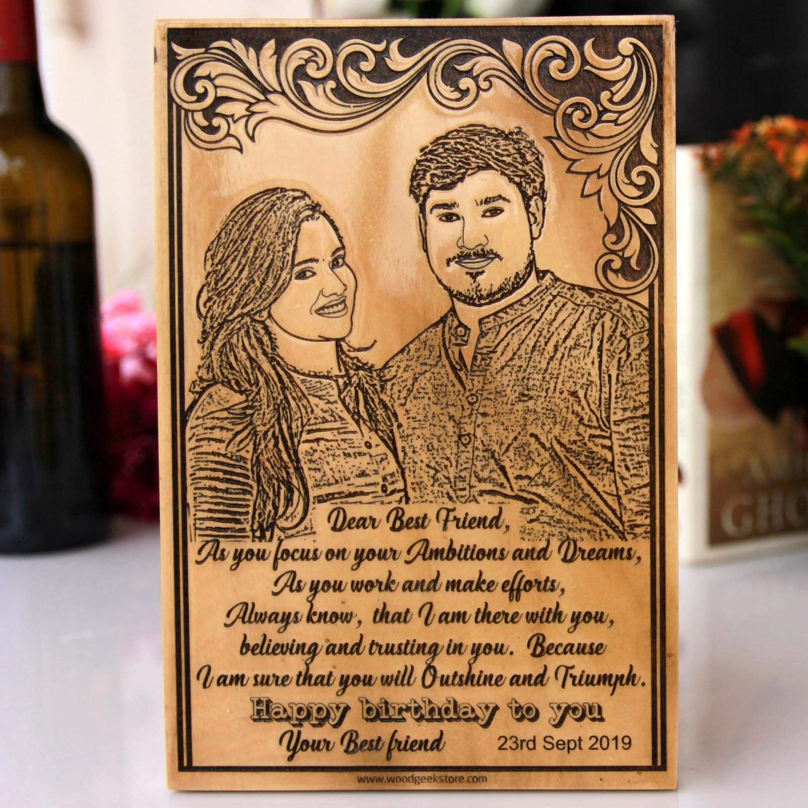 Happy Birthday Best Friend Personalized Wooden Frame