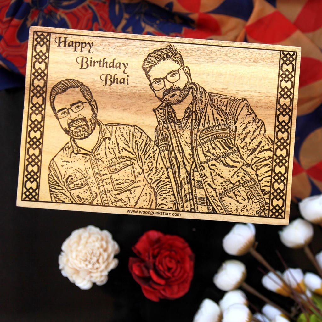 Happy Birthday Bhai Custom Wooden Picture Frame For Brother