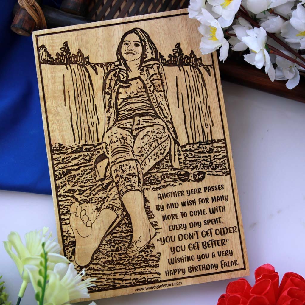 Happy Birthday Wishes Custom Engraved Wooden Frame