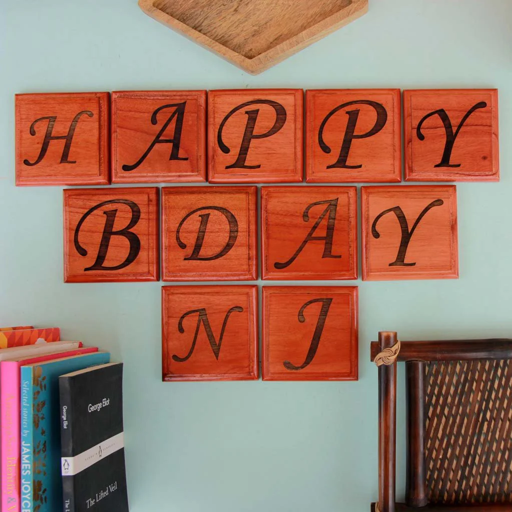 Personalized Happy Birthday Wooden Crossword Wall Art