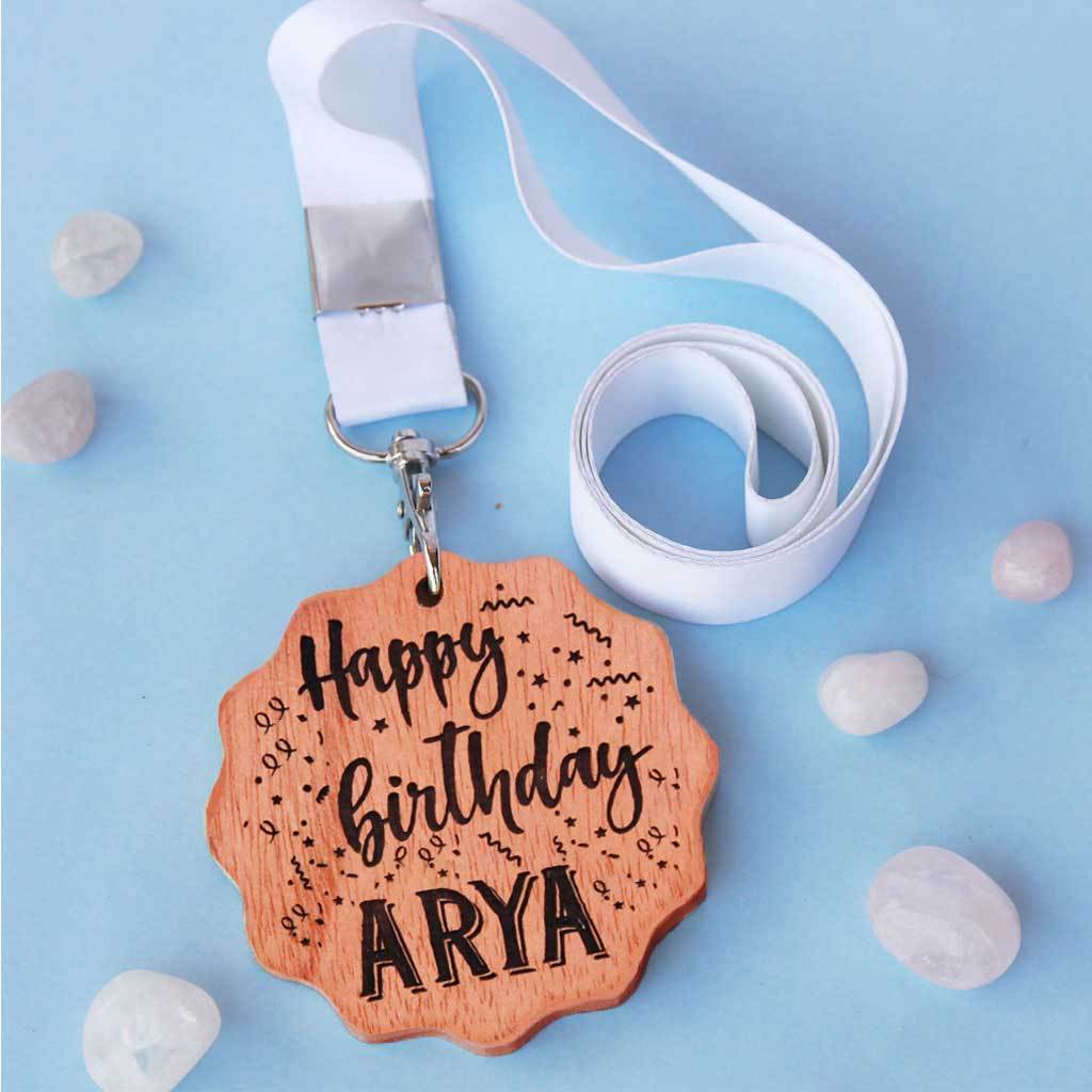 Happy Birthday Wooden Medal