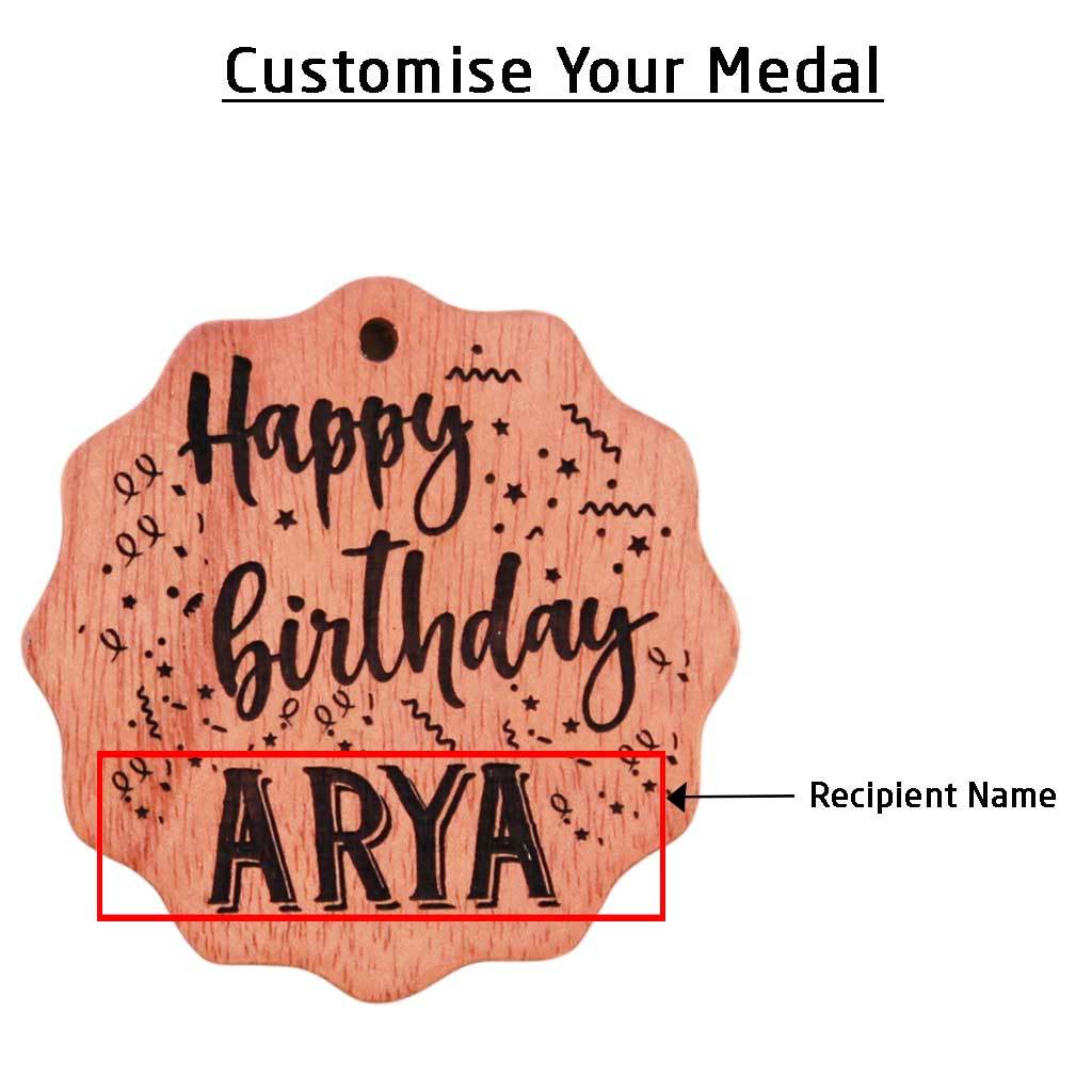Happy Birthday Wooden Medal - Image 4