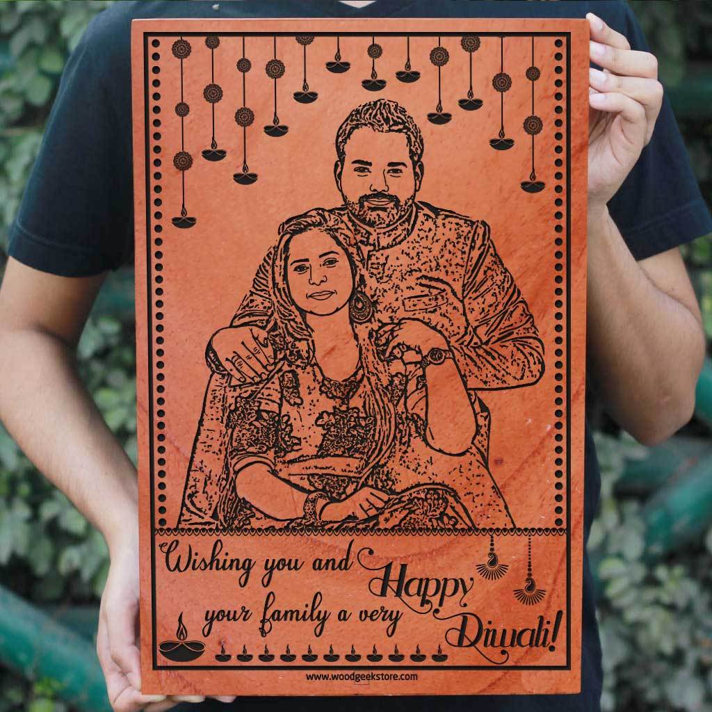 Happy Diwali Custom Engraved Wooden Frame