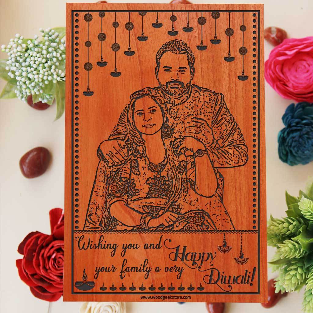 Happy Diwali Custom Engraved Wooden Frame - Image 8