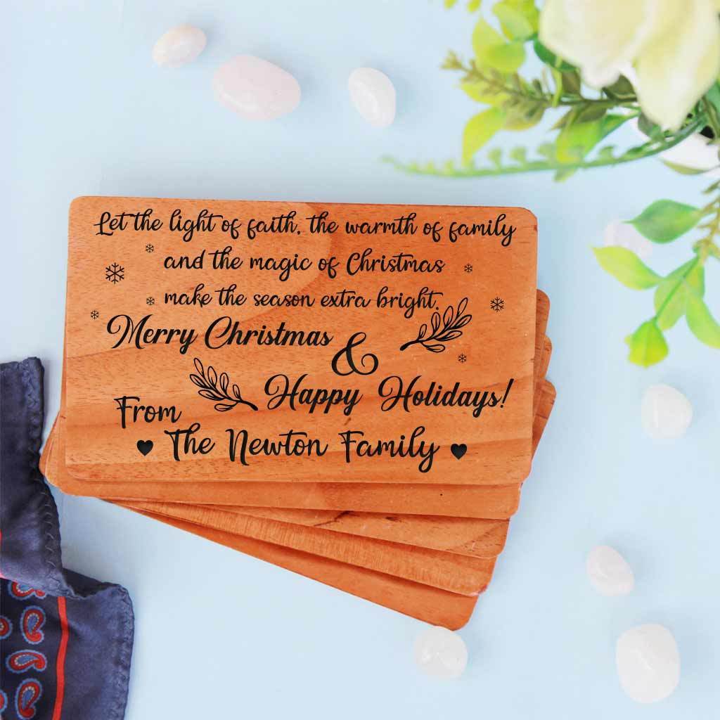 Happy Holidays Card: Set Of Wooden Custom Holiday Cards