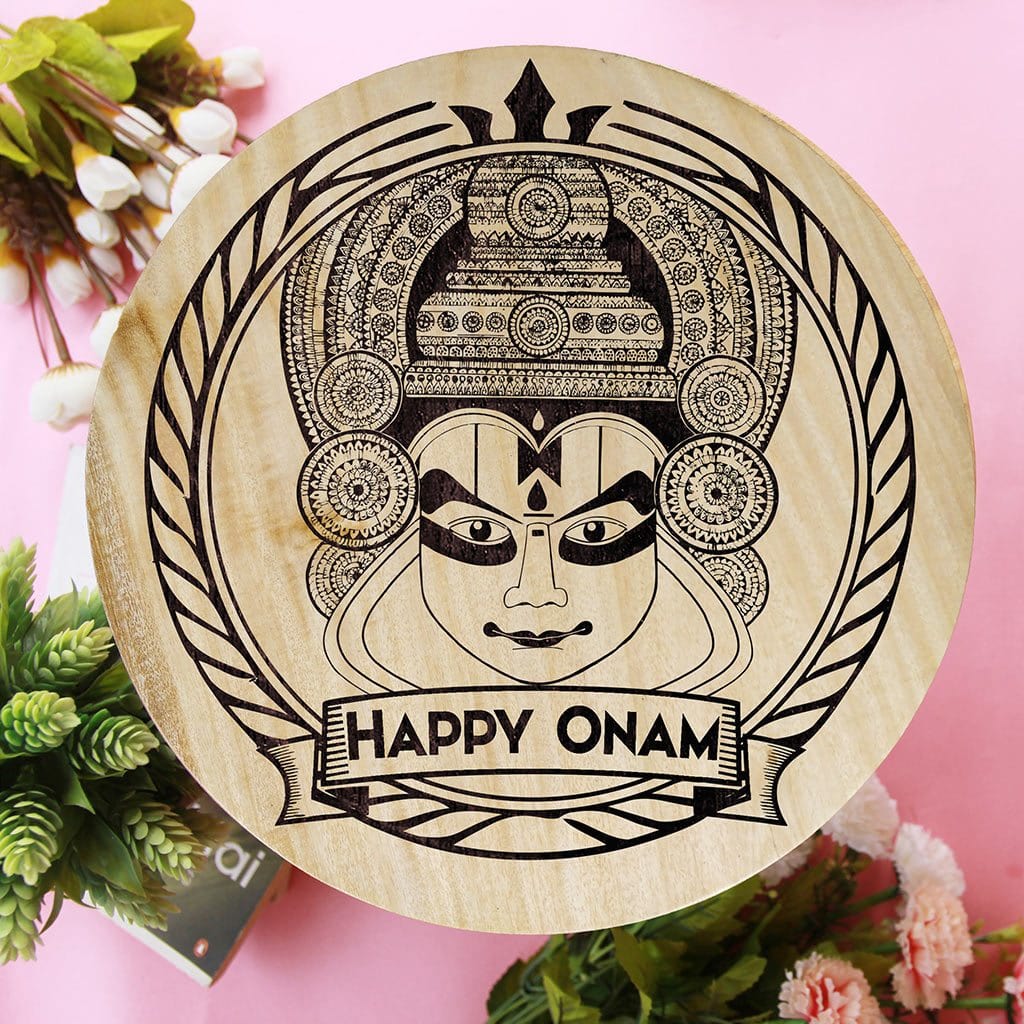 Happy Onam Wooden Poster