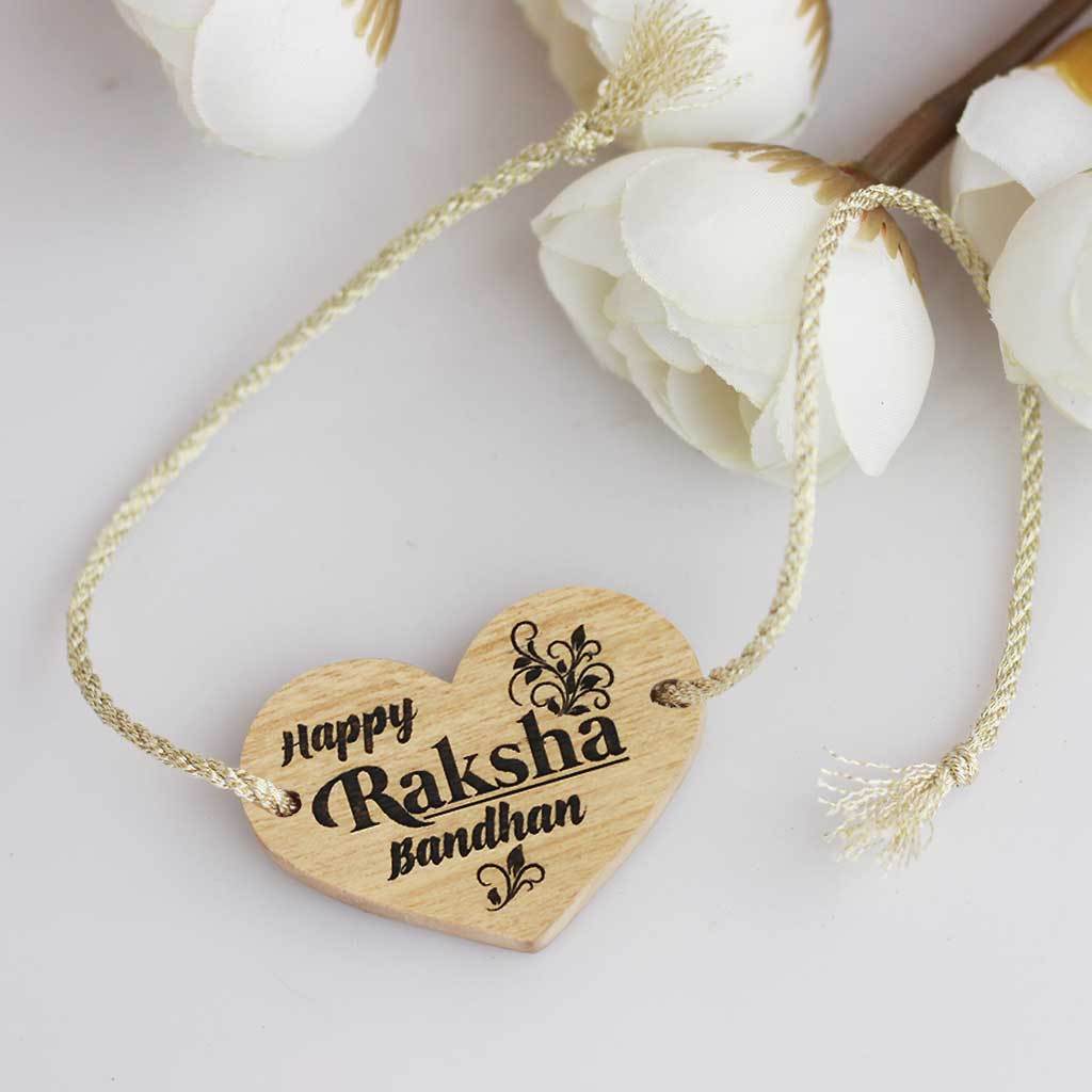 Happy Raksha Bandhan - Personalised Wooden Rakhi & Greeting Card - Image 3