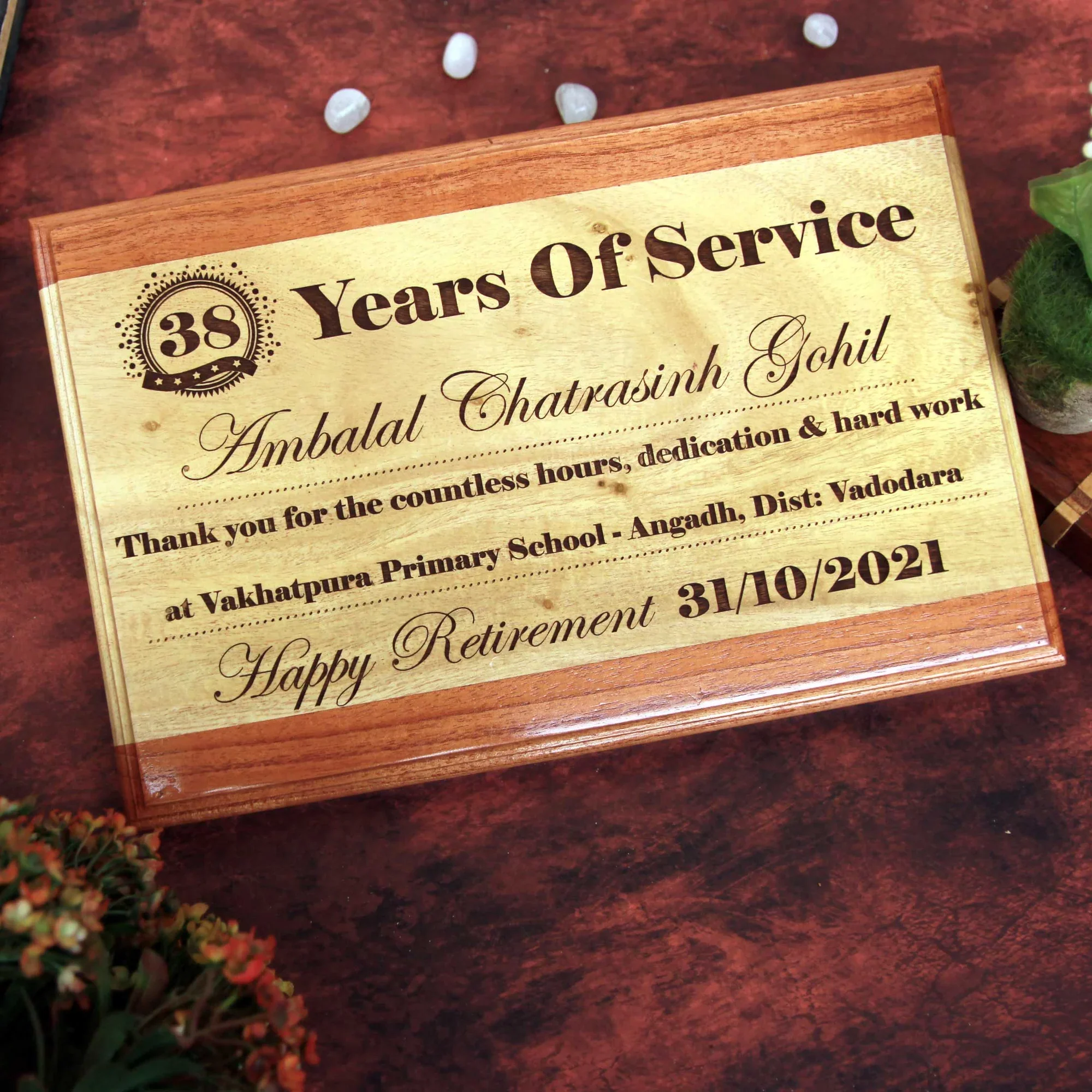 Happy Retirement Photo Engraved Wood Plaque | Custom Farewell Gift - Image 2