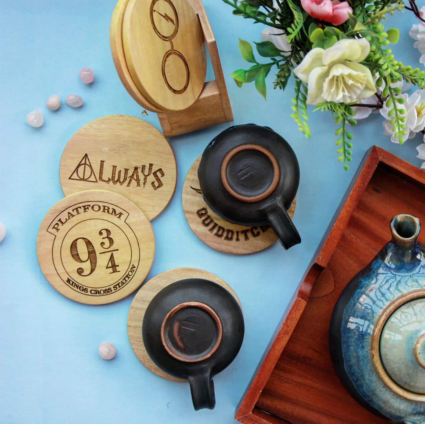 Harry Potter Coasters - Wooden Coaster Set With Holder - Image 5