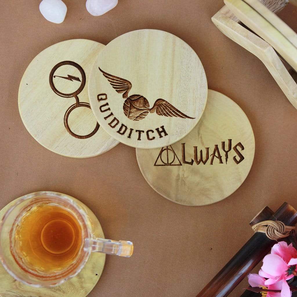 Harry Potter Coasters - Wooden Coaster Set With Holder - Image 6