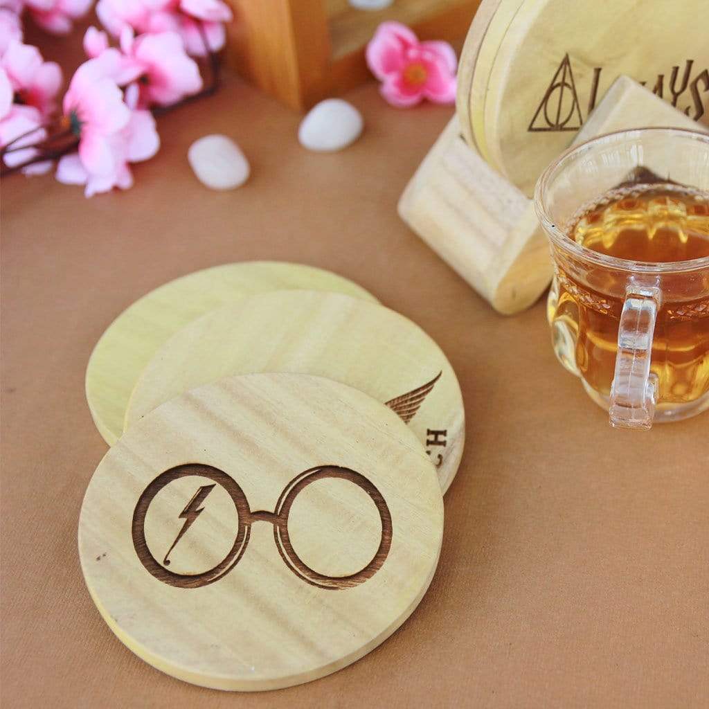Harry Potter Coasters - Wooden Coaster Set With Holder - Image 7