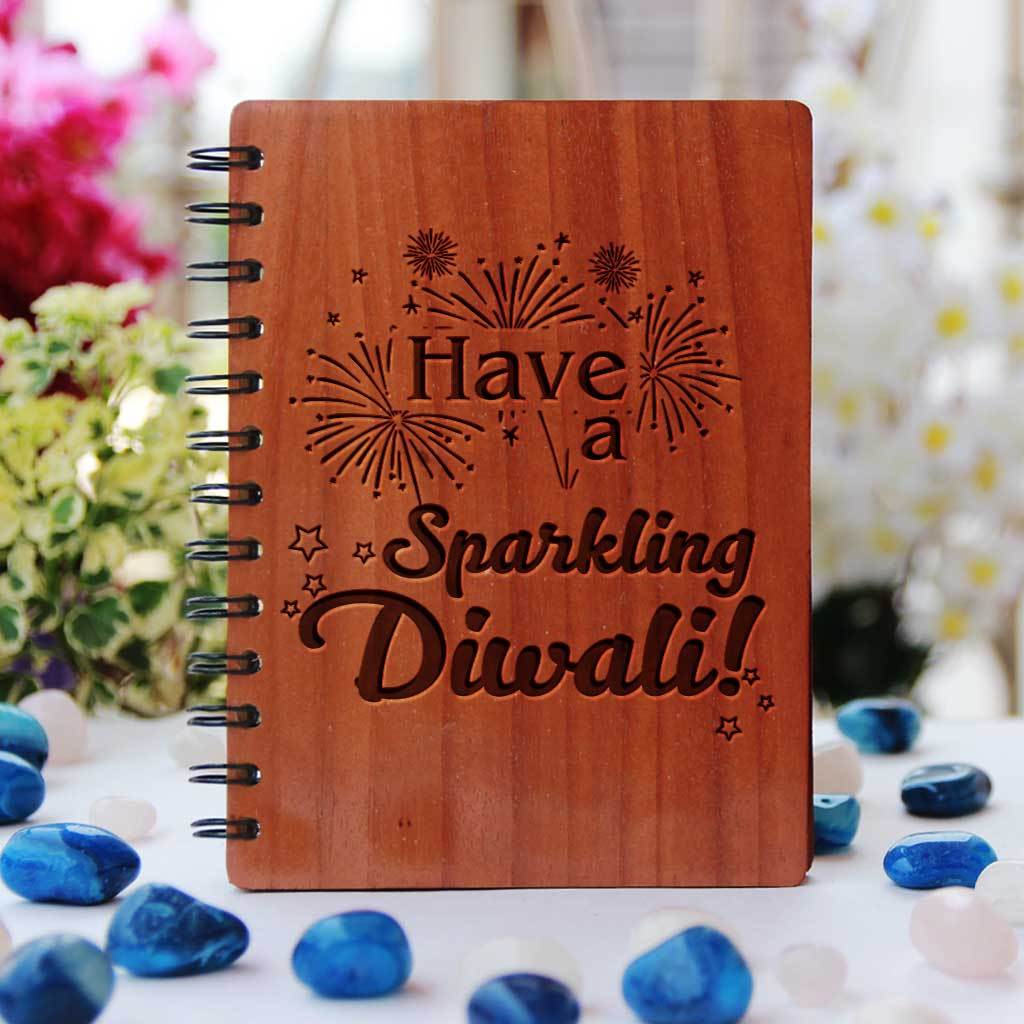 Have A Sparkling Diwali - Personalized Wooden Notebook - Image 2