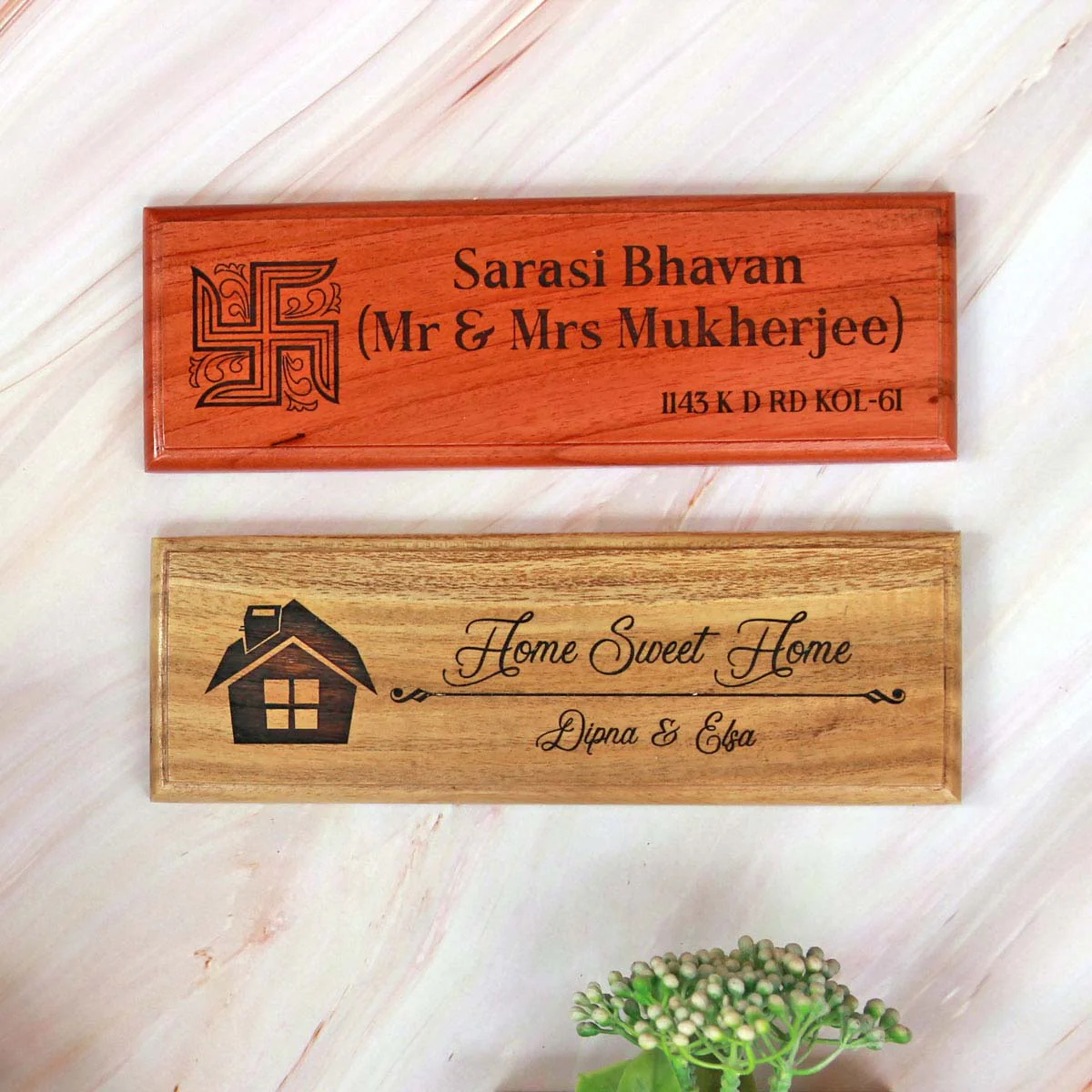 Heartwarming Welcome Engraved Wooden Home Nameplate - Image 2