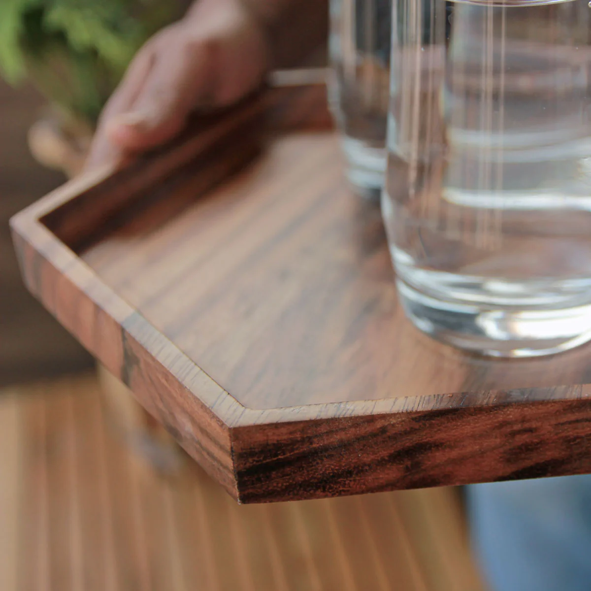 Hexagonal Wooden Serving Tray | Minimalist Wood Decorative Tray - Image 4