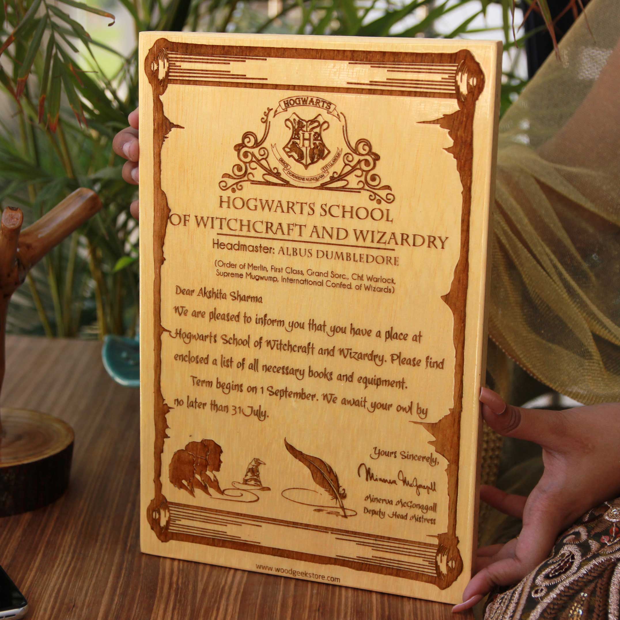 Harry Potter: Carved Wooden Hogwarts Acceptance Letter - Image 3