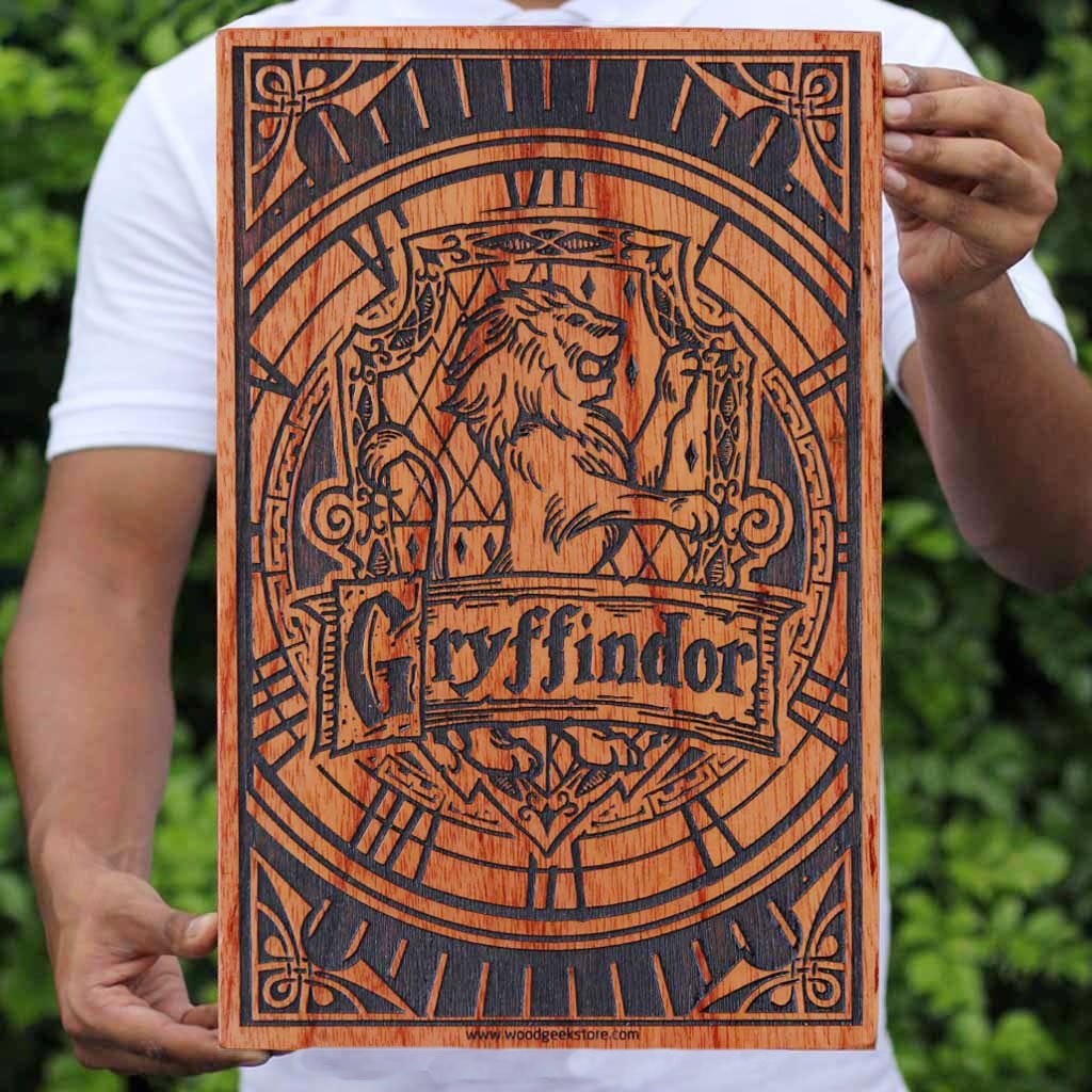 Hogwarts House Logos Carved Wooden Poster