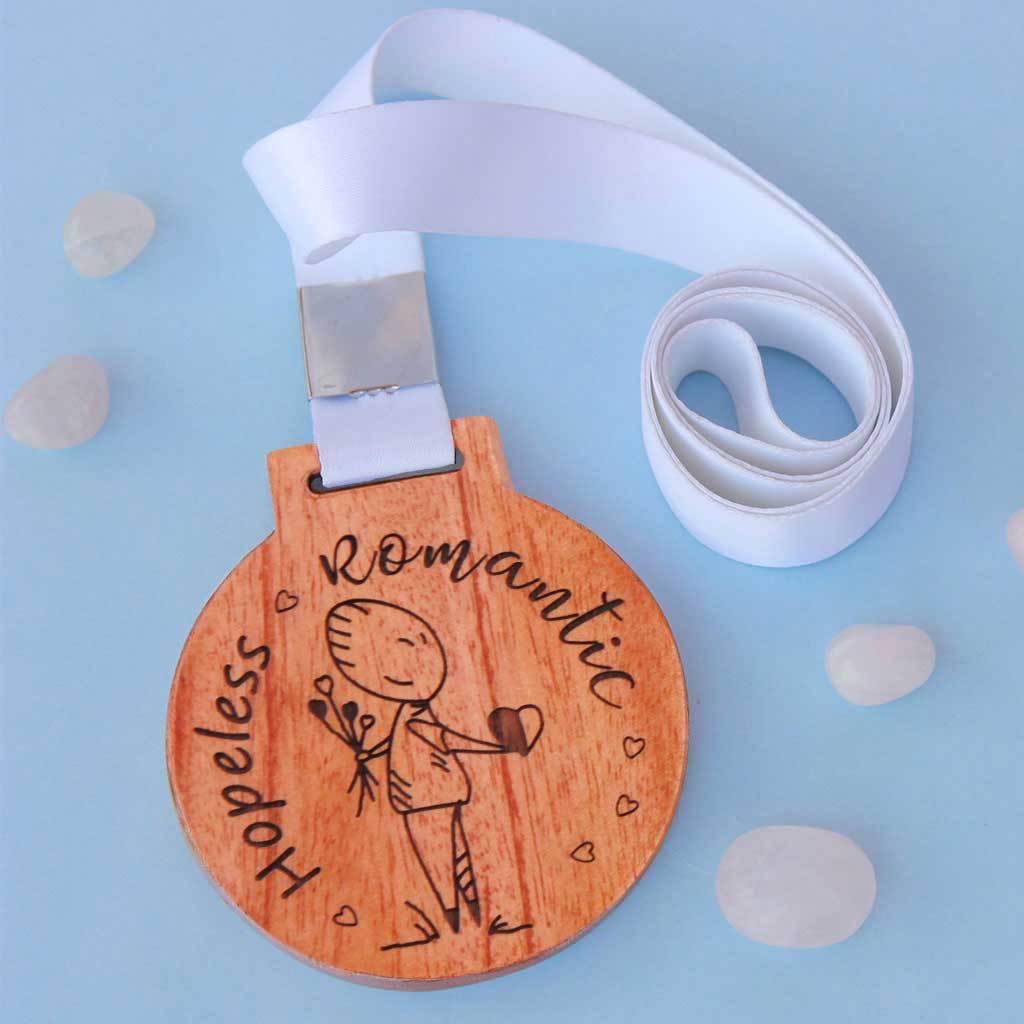 Hopeless Romantic Wooden Medal