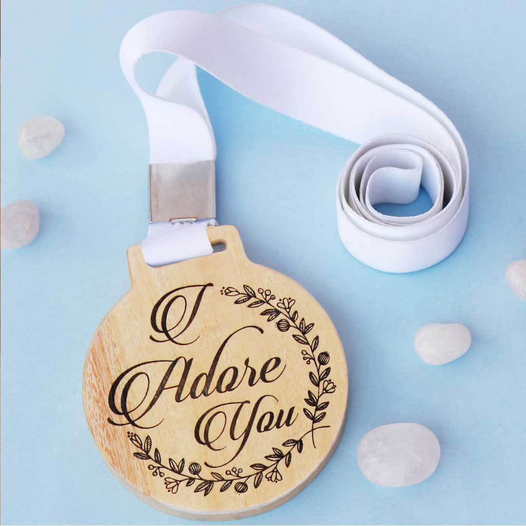 I Adore You Wooden Medal