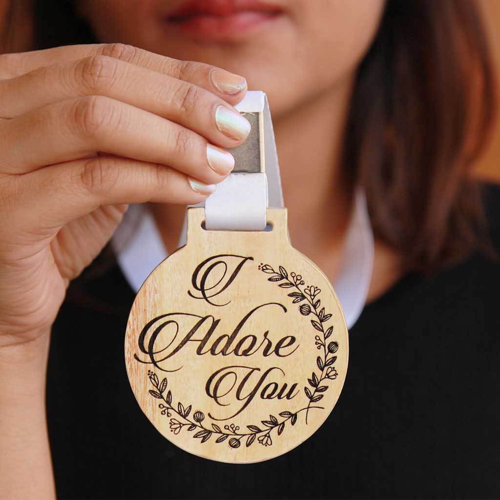 I Adore You Wooden Medal - Image 2