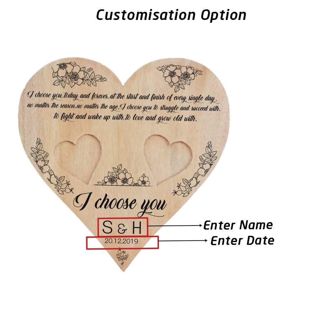 I Choose You Heart Ring Holder - Wooden Engagement Ring Tray & Wedding Ring Holder - Image 4