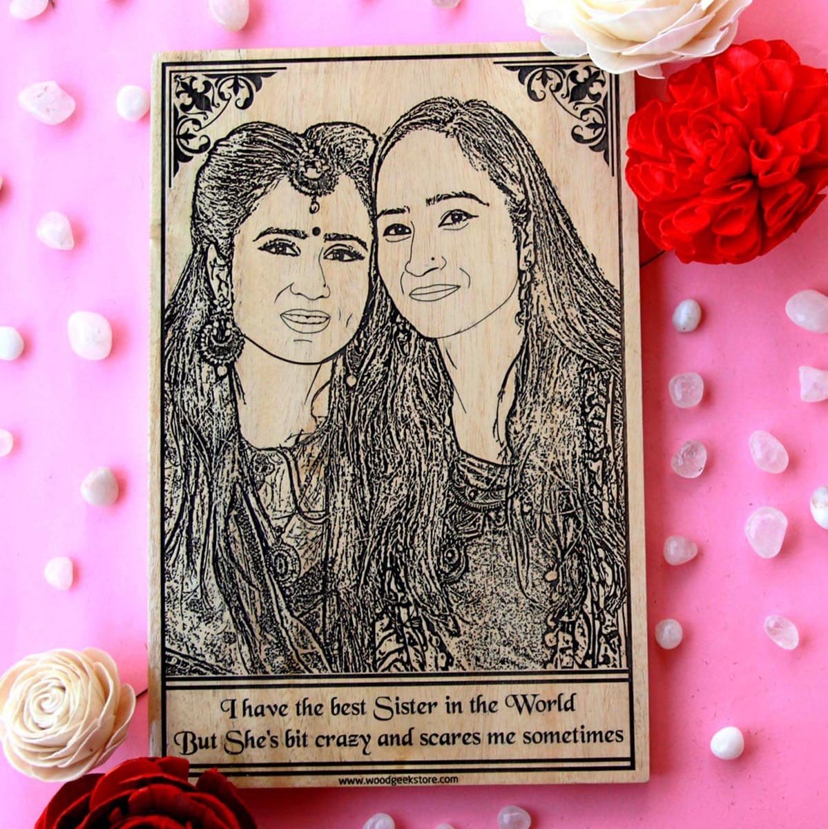 Custom Engraved Wooden Frame for Brother or Sister | Personalized Birthday Gift - Image 2