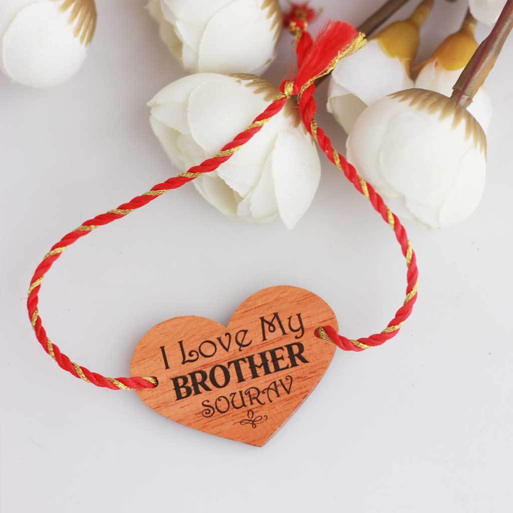 I Love My Brother - Personalised Wooden Rakhi & Greeting Card - Image 3