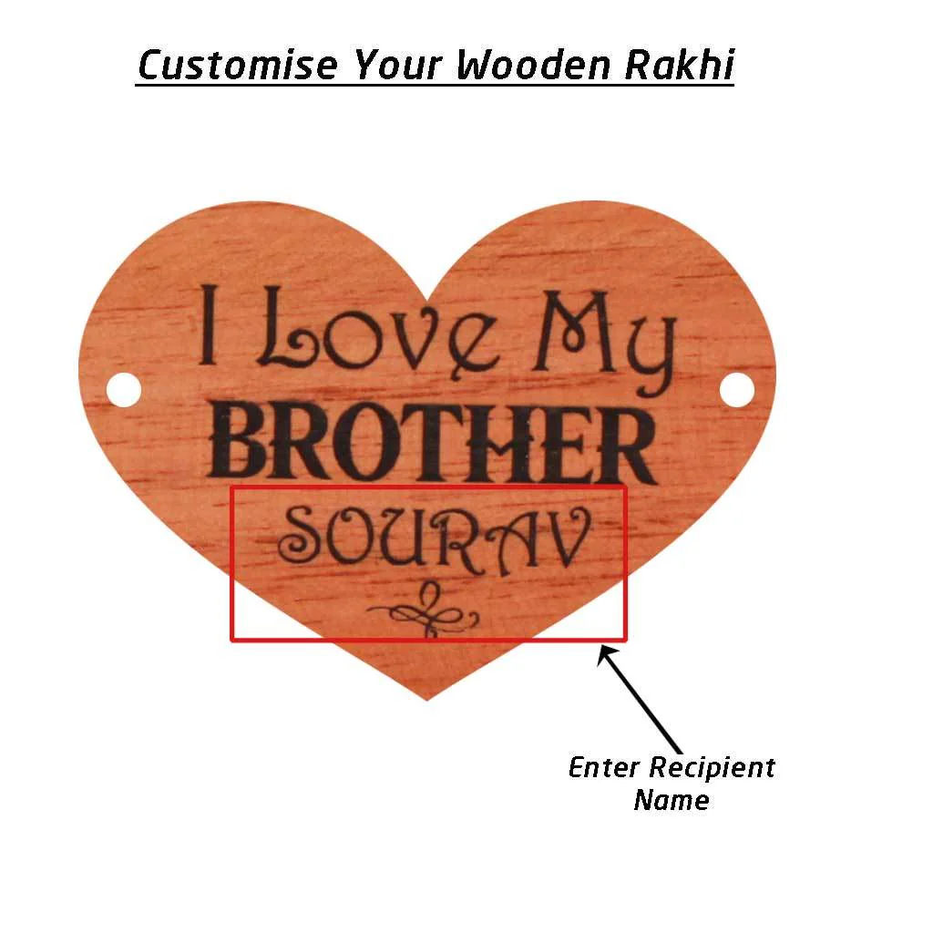 I Love My Brother - Personalised Wooden Rakhi & Greeting Card - Image 5