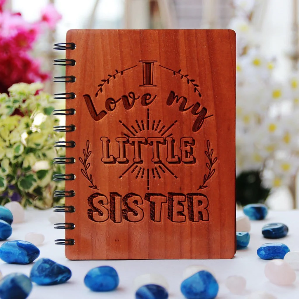 I love my little brother/sister - Personalized Wooden Notebook - Image 3