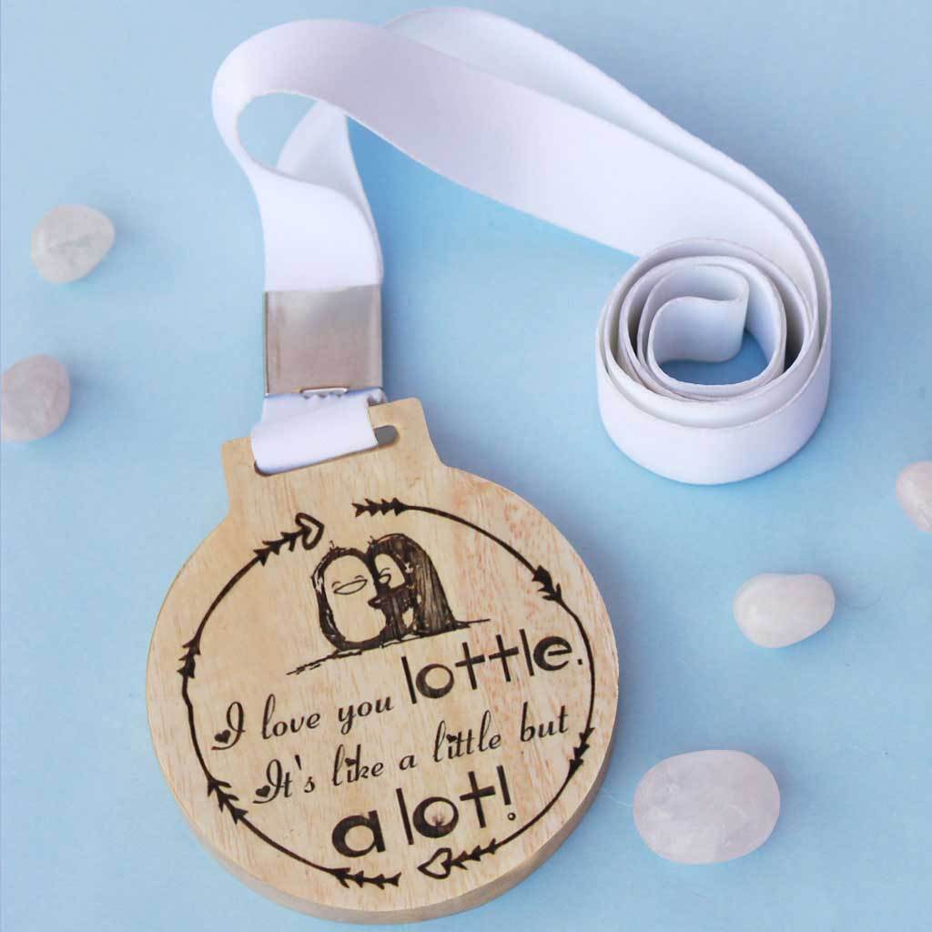 I Love You A Lottle Wooden Medal