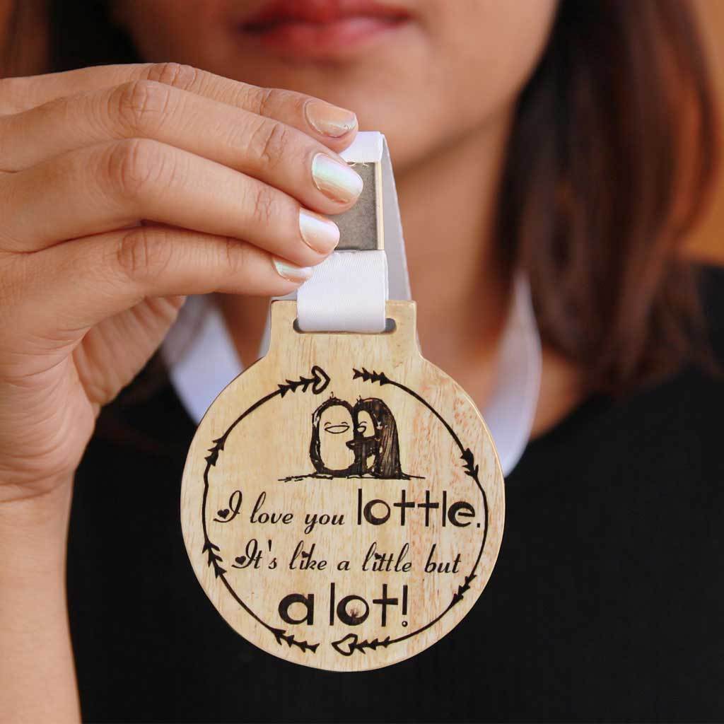 I Love You A Lottle Wooden Medal - Image 2