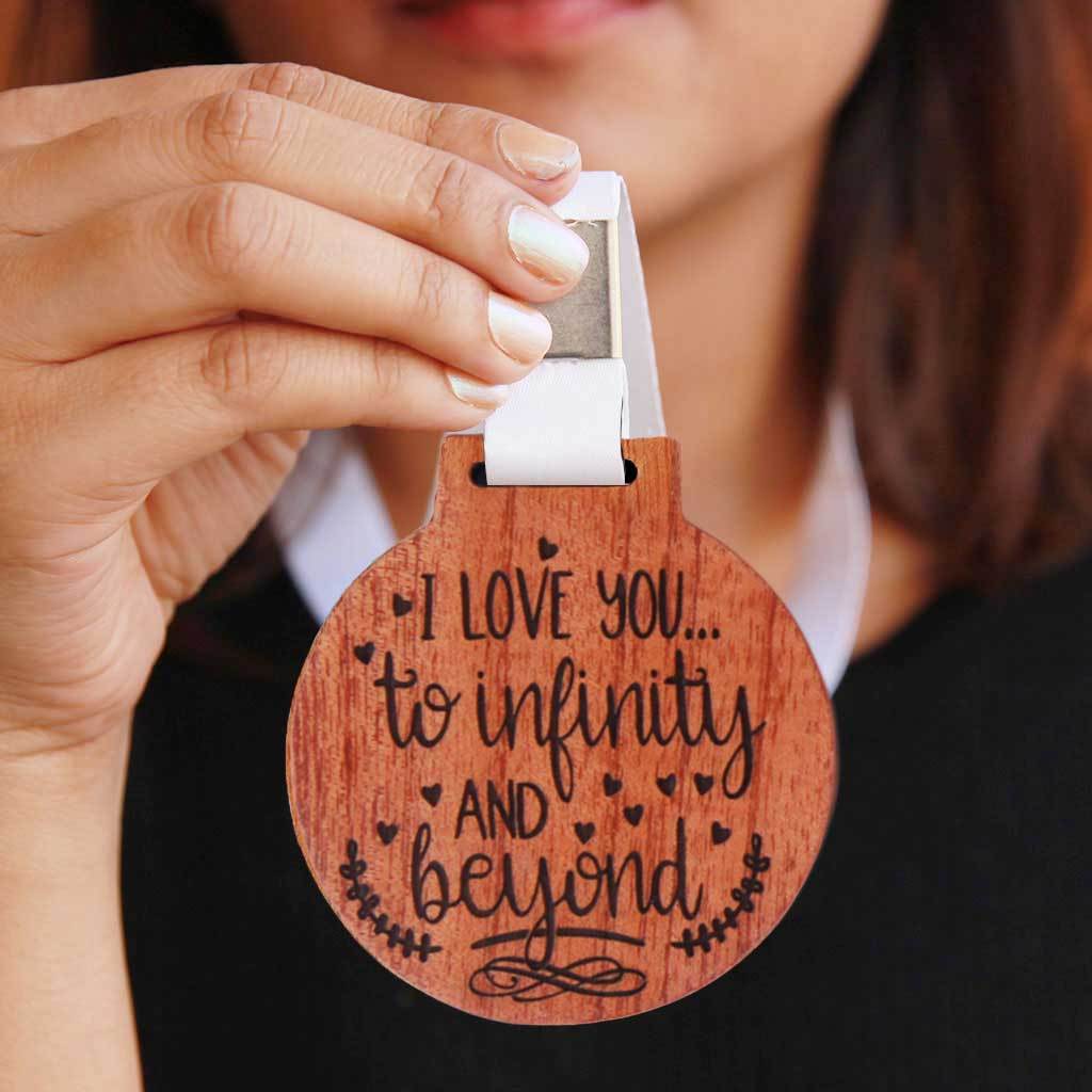 I Love You To Infinity And Beyond Wooden Medal - Image 2