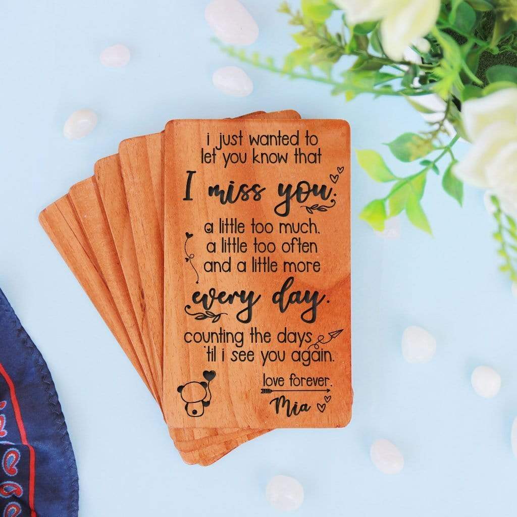 I Miss You Cards: Set Of Wooden Miss You For Him & Her