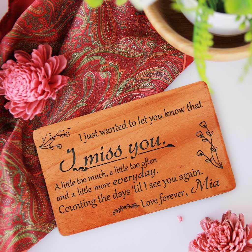 I Miss You Cards: Set Of Wooden Miss You For Him & Her - Image 2