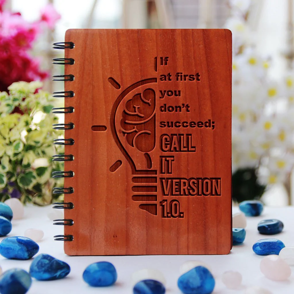 If at first you don’t succeed, call it version 1.0 - Personalized Wooden Notebook - Image 2